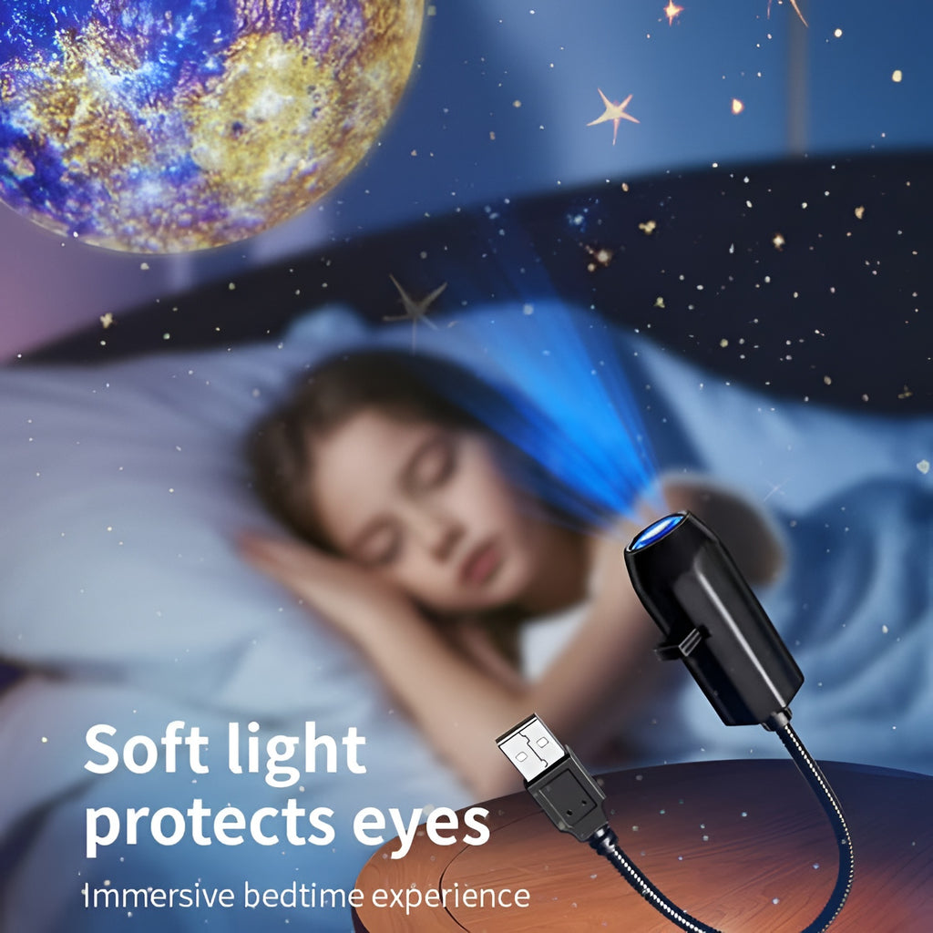 3-in-1 USB Moon & Earth Projection Lamp - 360° Flexible Adjustable Night Light