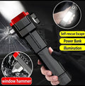 4-in-1 Rechargeable LED Torch Light with Tactical Hammer & Power Bank